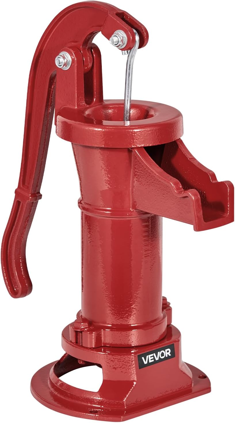 VEVOR Well Hand Pitcher Pump, 25 ft Maximum Lift, Antique Cast Iron Manual Hand Water Pump, NPT 1-1/4 in Connection, Easy Installation, Old Fashioned for Outdoor Garden, Pond, Backyard, Farm, Red VEVOR Well Hand Pitcher Pump, 25 ft Maximum Lift, Antique Cast Iron Manual Hand Water Pump, NPT 1-1/4 in Connection, Easy Installation, Old Fashioned for Outdoor Garden, Pond, Backyard, Farm, Red - Image 9