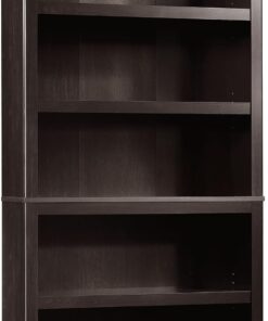 Sauder 5 Tier Book Shelf Wooden Bookcase Multipurpose Bookshelf for Home Office, Living Room, in Estate Black finish