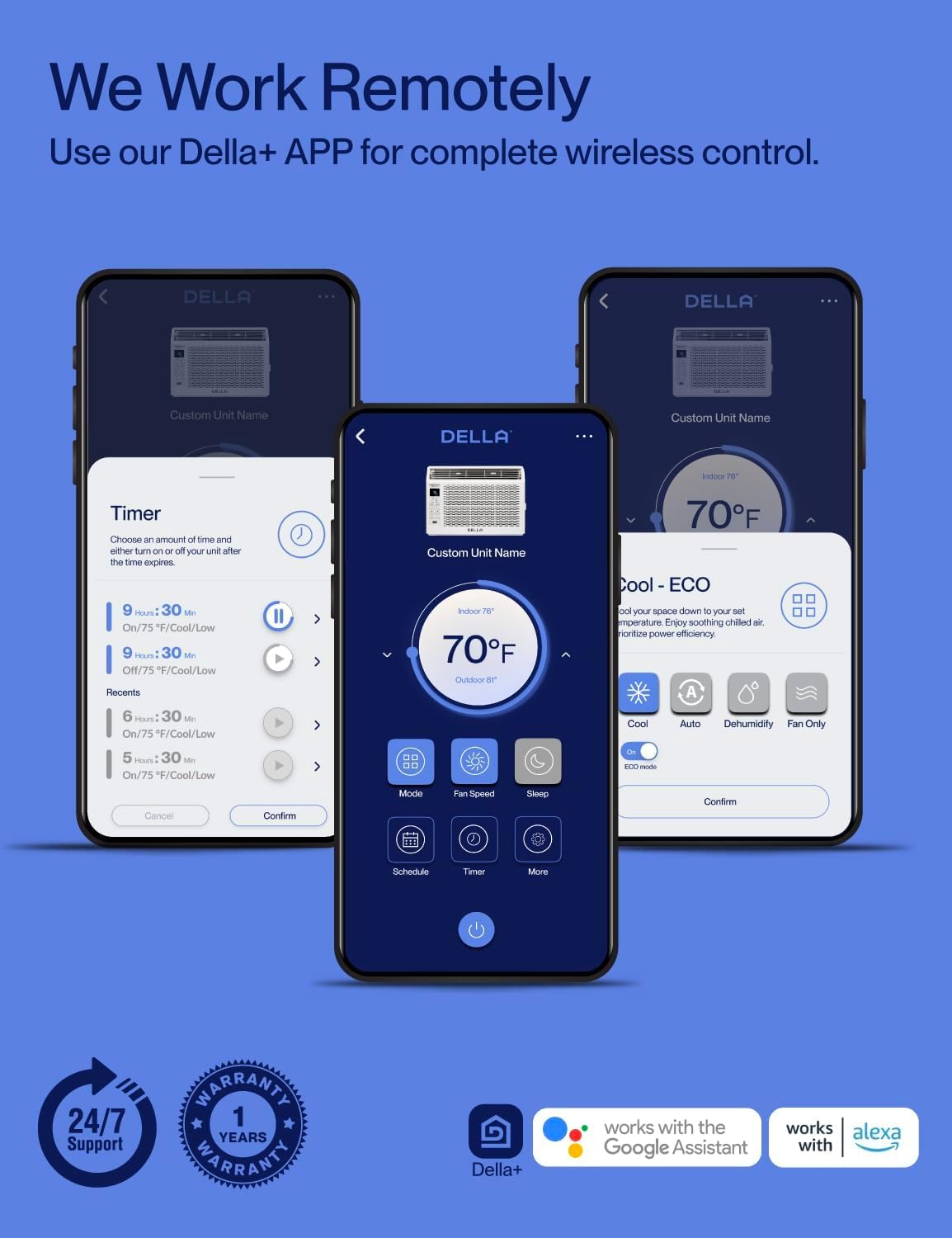DELLA 6000 BTU AC Unit with Energy Saving Window Air Conditioner,WIFI Smart Controls, GEO Location, Work with Alexa, Cools Up to 250 Sq. Ft, Easy Install,Reusable Filter,Remote, Dehumidifier, Fan DELLA 6000 BTU AC Unit with Energy Saving Window Air Conditioner,WIFI Smart Controls, GEO Location, Work with Alexa, Cools Up to 250 Sq. Ft, Easy Install,Reusable Filter,Remote, Dehumidifier, Fan - Image 4