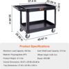 VEVOR Utility Service Cart 2 Shelf 550 lbs Heavy Duty Plastic Rolling Cart | Heavy Duty Utility Cart with 360° Swivel Wheels, Large Lipped Shelf, Ergonomic Storage Handle for Warehouse/Garage/Cleaning