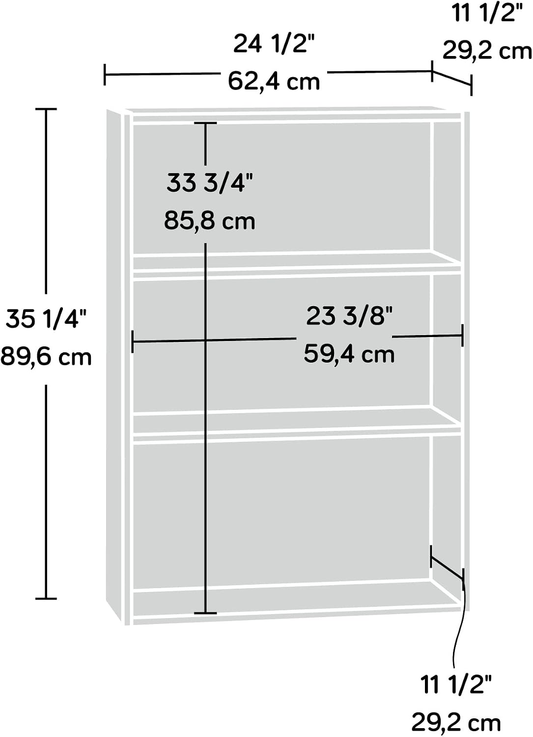 Sauder Beginnings 3-Shelf Bookcase, Bookshelf with Adjustable Storage Shelves, in Brook Cherry finish Sauder Beginnings 3-Shelf Bookcase, Bookshelf with Adjustable Storage Shelves, in Brook Cherry finish - Image 3