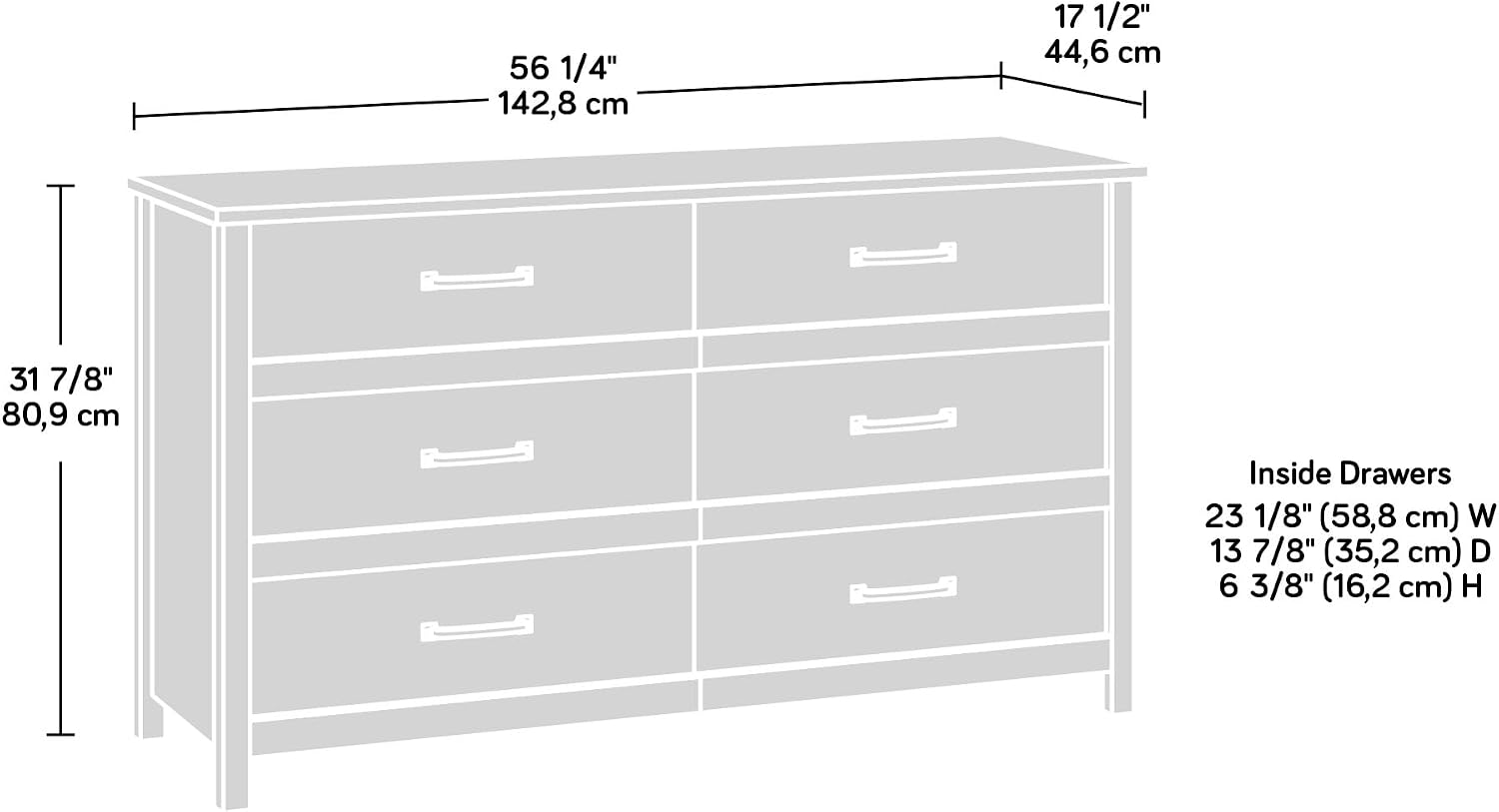 Sauder Cannery Bridge 6 Drawer Dresser, Lintel Oak finish Sauder Cannery Bridge 6 Drawer Dresser, Lintel Oak finish - Image 3