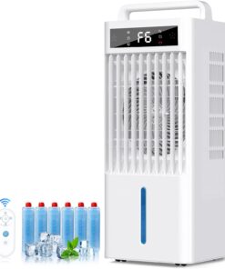 Feculs Portable Air Conditioners, 4-IN-1 Swamp Cooler, Evaporative Air Cooler, 6 Speeds & 3 Modes, 3-Gal Water Tank for Cooling, 15-20 FT/S Remote Control, Portable Air Cooler Fan for Indoors