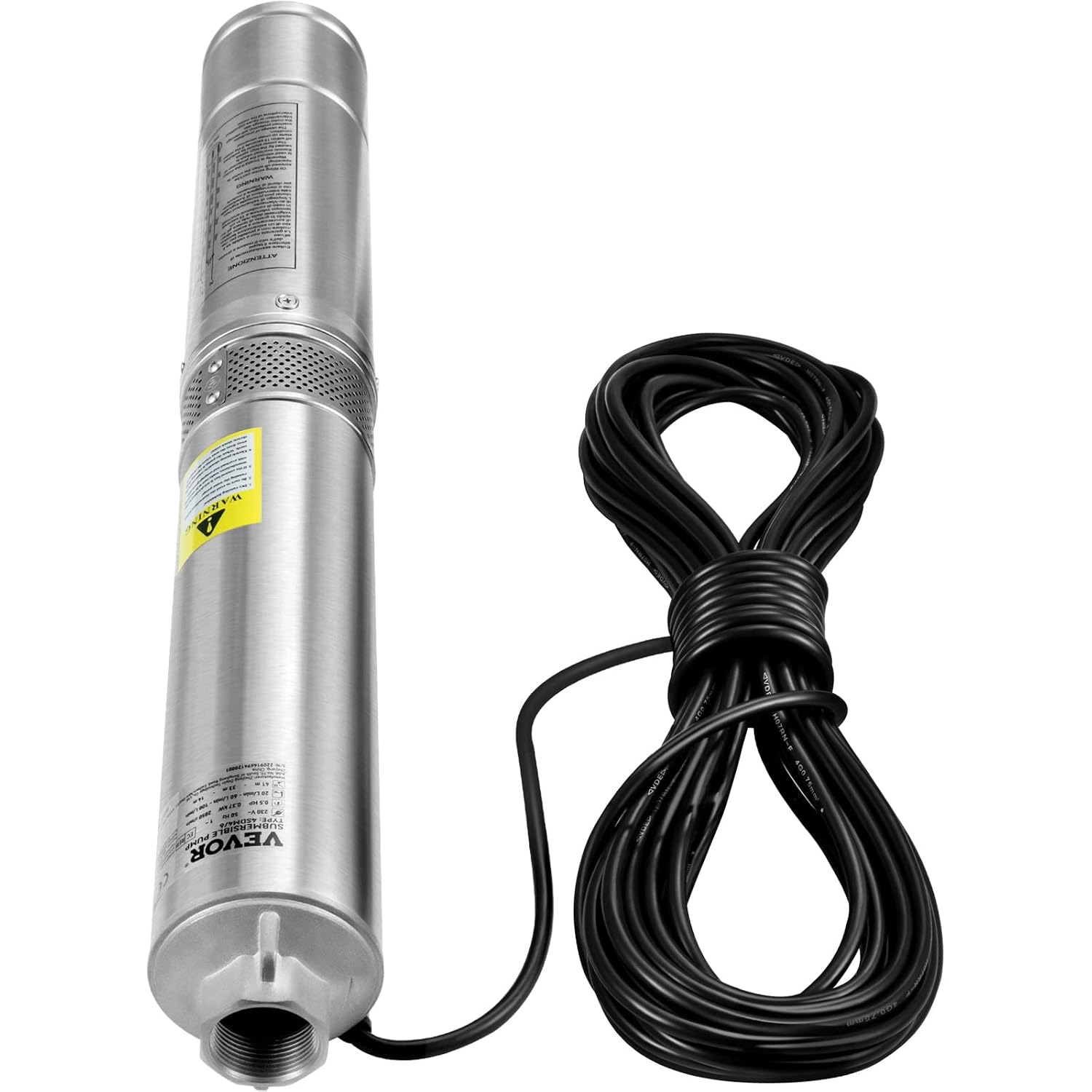 VEVOR Deep Well Submersible Pump 1 HP 230V/60Hz 37 GPM Flow 207 ft Head | for Industrial Irrigation & Home Use, 4" Stainless Steel Water Pump, with 33 ft Electric Cord, Copper Motor, IP68 Waterproof VEVOR Deep Well Submersible Pump 1 HP 230V/60Hz 37 GPM Flow 207 ft Head | for Industrial Irrigation & Home Use, 4" Stainless Steel Water Pump, with 33 ft Electric Cord, Copper Motor, IP68 Waterproof - Image 9