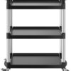 VEVOR Utility Cart, 300 lbs Load Capacity, 3-Tier Utility Plastic Cart with 360° Swivel Wheels (2 with Brakes), 24.4 x 16.1-inch Food Service Cart for Warehouse, Office, Home, Restaurant, Kitchen