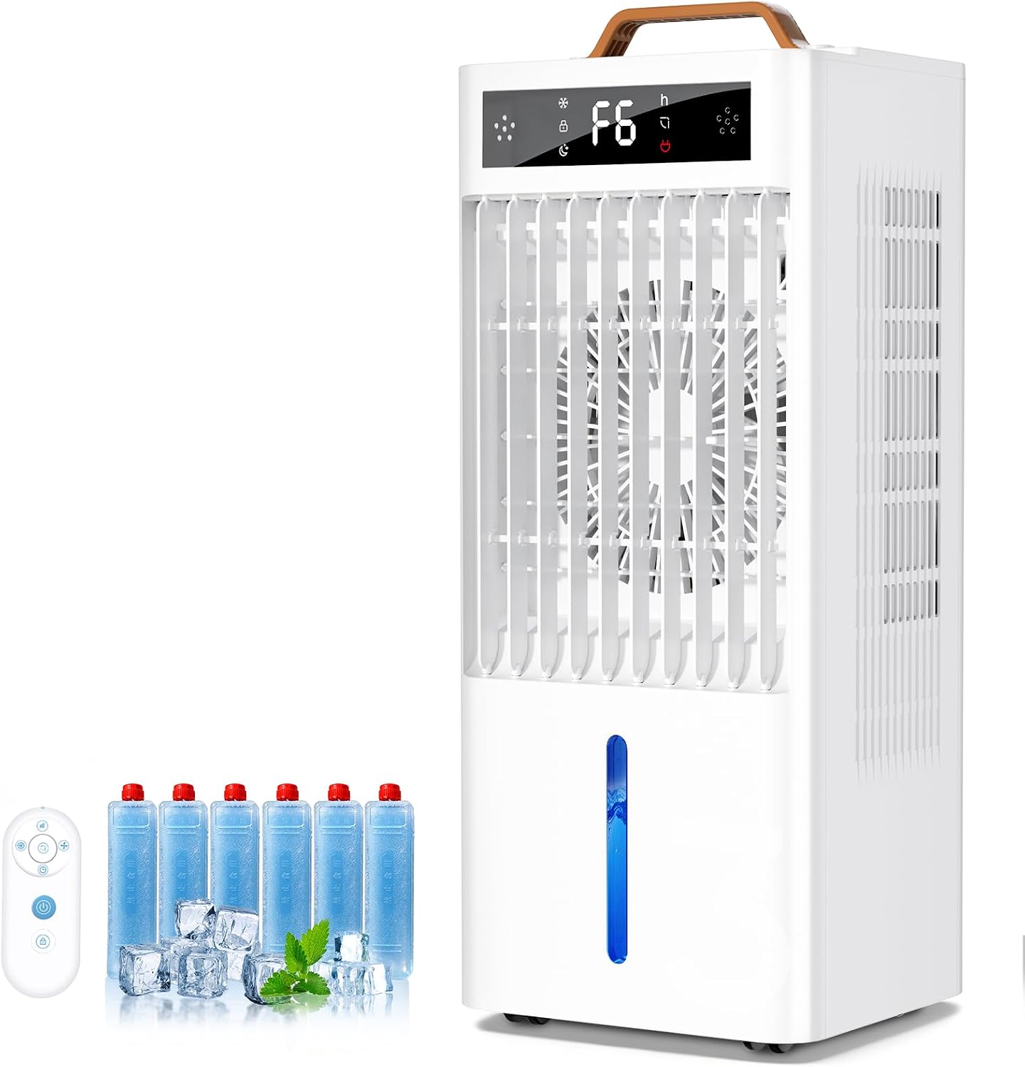 Portable Air Conditioners, 4-IN-1 Evaporative Air Cooler, Swamp Cooler, 6 Speeds & 3 Modes, 3-Gal Water Tank for Cooling, 16 FT/S Remote Control, Portable Air Cooler Fan for Indoors