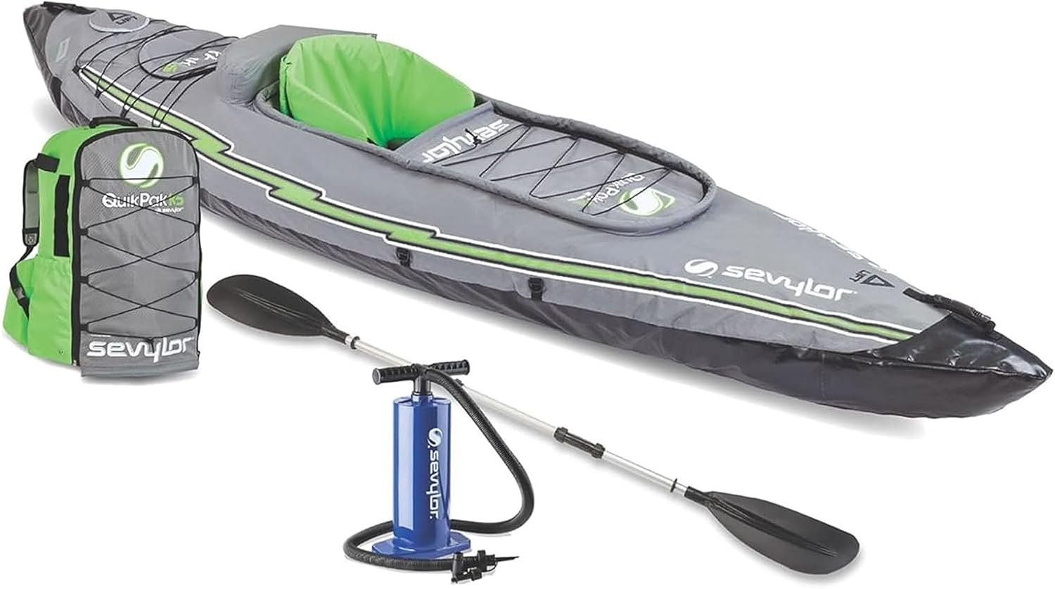 Sevylor QuickPak Inflatable Kayak, Gray Sevylor QuickPak Inflatable Kayak, Gray