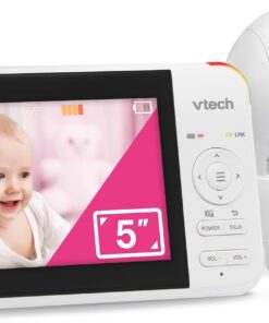 VTech Baby Monitor No WiFi, 5" Screen & Remote Pan-Tilt-Zoom for Newborns – Hack-Proof, 17Hr Battery, 1000ft Range, Auto Night Vision, Temperature Sensor, Two-Way Talk | VM924