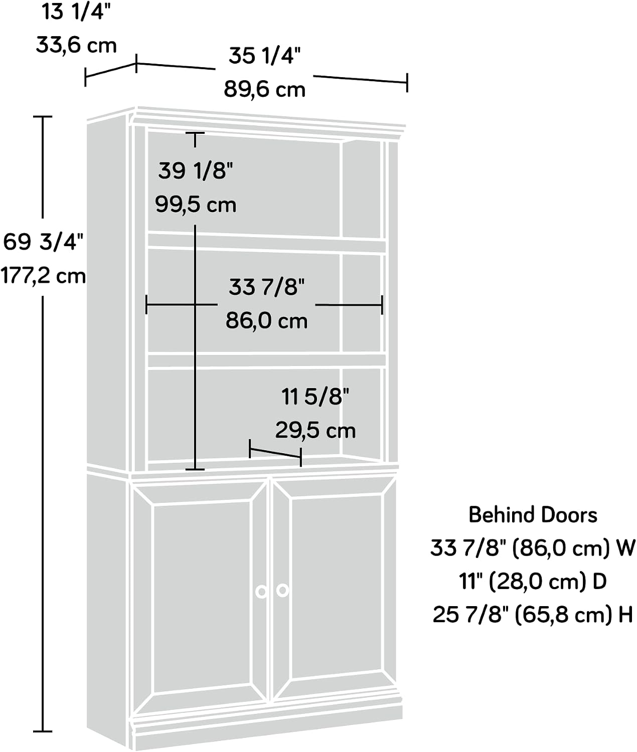 Sauder Miscellaneous Storage Bookcase with Doors, Adjustable Shelves, 5 Shelf Bookcase - Chalked Chestnut Finish Sauder Miscellaneous Storage Bookcase with Doors, Adjustable Shelves, 5 Shelf Bookcase - Chalked Chestnut Finish - Image 3