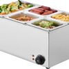 VEVOR 24QT Commercial Food Warmer, 5-Pan Electric Steam Table, 1200W Professional Countertop Stainless Steel Buffet Bain Marie with 86-185°F Temp Control for Catering, Buffet, Parties, Restaurants