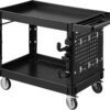 VEVOR Utility Cart with Tray & Pegboard, 44.8 x 24in 2 Tier Service Cart with 360° Swivel & Fixed Wheels (2 Brakes), 550 LBS Work Cart Tub Storage W/Deep Shelves, Tool Storage for Garage Warehouse