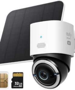 eufy Security 4G LTE Cam S330, 4K Cellular Solar Security Cameras Wireless Outdoor, Pan and Tilt, 4G and Wi-Fi Duo-Mode, AI Tracking, with SIM Card and 32GB SD Card, No WiFi, No Problem