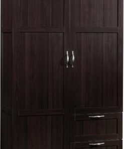 Sauder Select Multipurpose Bedroom Armoire Wardrobe Closet Pantry Storage Cabinet with Storage Drawers and Hanging Rail, in Cinnamon Cherry