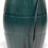 FCMP Outdoor Raincatcher, Flat-Back Rain Barrel with Spigots, 50 Gallon, Green | Portable Water Storage Container Tank with Spigots for Home, Garden, and Backyard