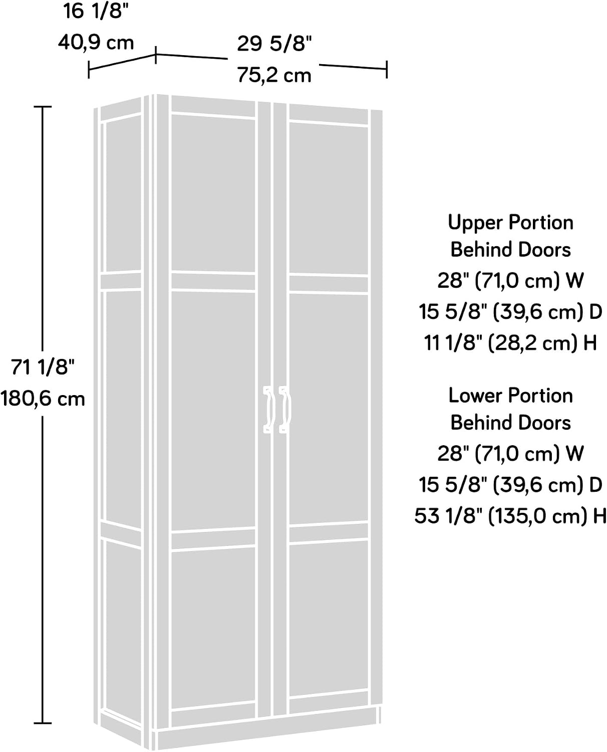Sauder Tall Storage Cabinet, Black, 4 Adjustable Shelves, Multi-Room Use Sauder Tall Storage Cabinet, Black, 4 Adjustable Shelves, Multi-Room Use - Image 3