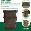 FCMP Outdoor Slim Line Design 45-Gallon Wood Grain Outdoor Home Rain Water Catcher Barrel Flat Back Container with Spigots and Mesh Screen, Brown | Wood Grain Design - Outdoor Home Rainwater Catcher Flat Back Container with Spigots and Mesh Screen