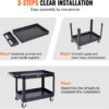 VEVOR Utility Service Cart 2 Shelf 550 lbs Heavy Duty Plastic Rolling Cart | Heavy Duty Utility Cart with 360° Swivel Wheels, Large Lipped Shelf, Ergonomic Storage Handle for Warehouse/Garage/Cleaning