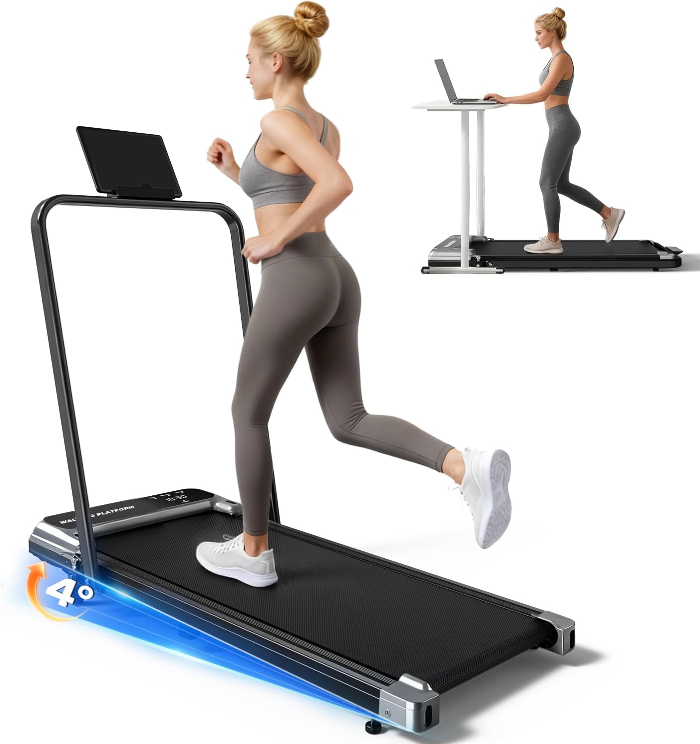 Walking Pad Treadmill for Home, Walking Pad with Incline and Handle Bar | Sturdy Foldable Handles Walking Pad with LED Display, Portable Quiet Under Desk Treadmills for small space at home office Walking Pad Treadmill for Home, Walking Pad with Incline and Handle Bar | Sturdy Foldable Handles Walking Pad with LED Display, Portable Quiet Under Desk Treadmills for small space at home office