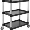 VEVOR Utility Cart, 300 lbs Load Capacity, 3-Tier Utility Plastic Cart with 360° Swivel Wheels (2 with Brakes), 24.4 x 16.1-inch Food Service Cart for Warehouse, Office, Home, Restaurant, Kitchen