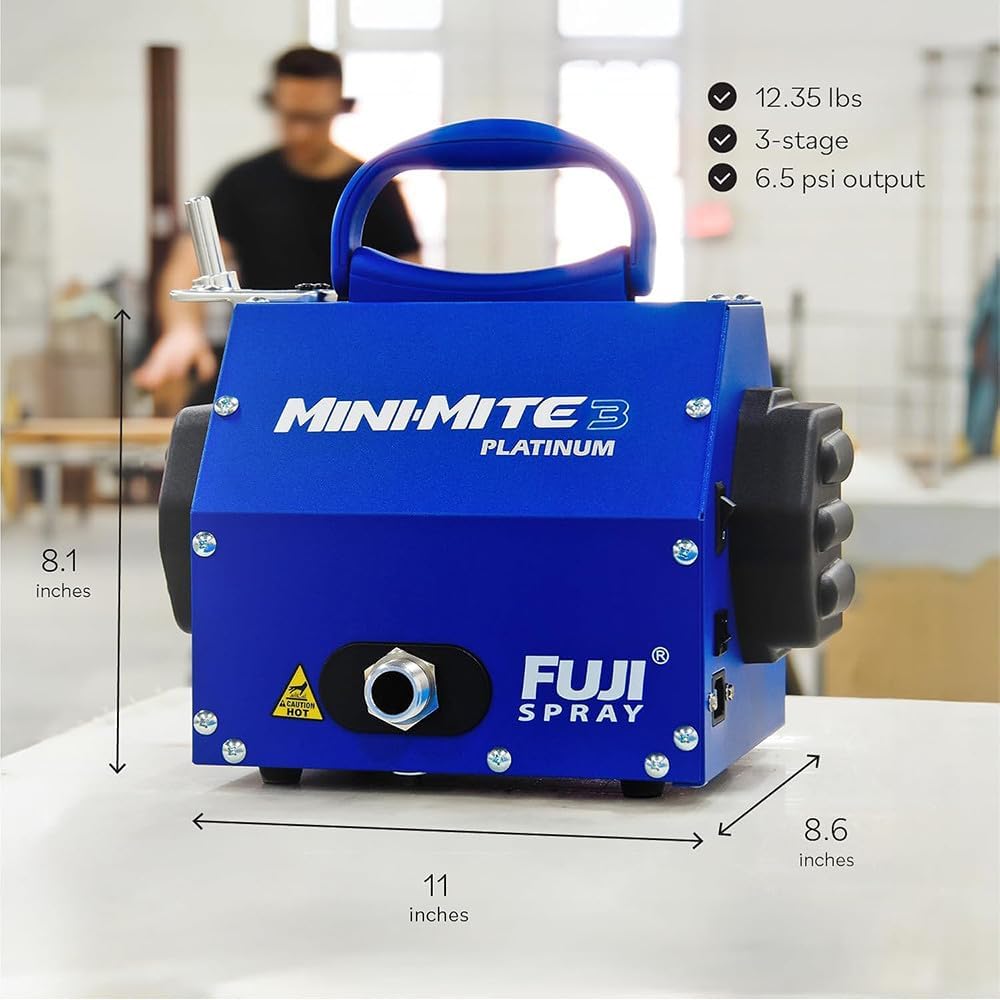 Fuji Spray 2803-T75G Mini-Mite 3 Platinum - T75G Gravity HVLP Spray System | Gravity-feed applicator, 6.5 PSI, adjustable fan pattern, handles waterborne and solvent-based coatings Fuji Spray 2803-T75G Mini-Mite 3 Platinum - T75G Gravity HVLP Spray System | Gravity-feed applicator, 6.5 PSI, adjustable fan pattern, handles waterborne and solvent-based coatings - Image 7