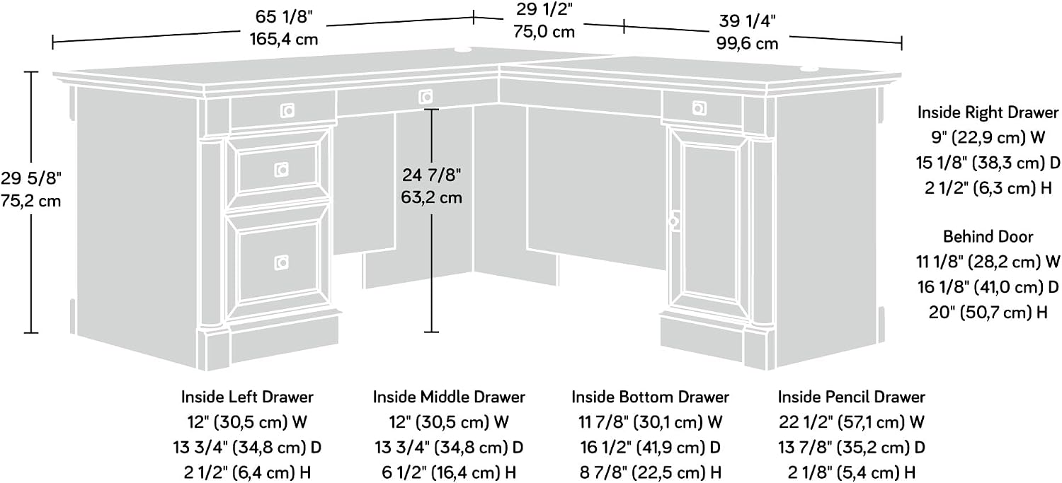 Sauder Palladia L Shaped Desk with Drawers, Office Desk with File Cabinet Storage, Cable Management, Keyboard Tray, in Select Cherry finish Sauder Palladia L Shaped Desk with Drawers, Office Desk with File Cabinet Storage, Cable Management, Keyboard Tray, in Select Cherry finish - Image 3