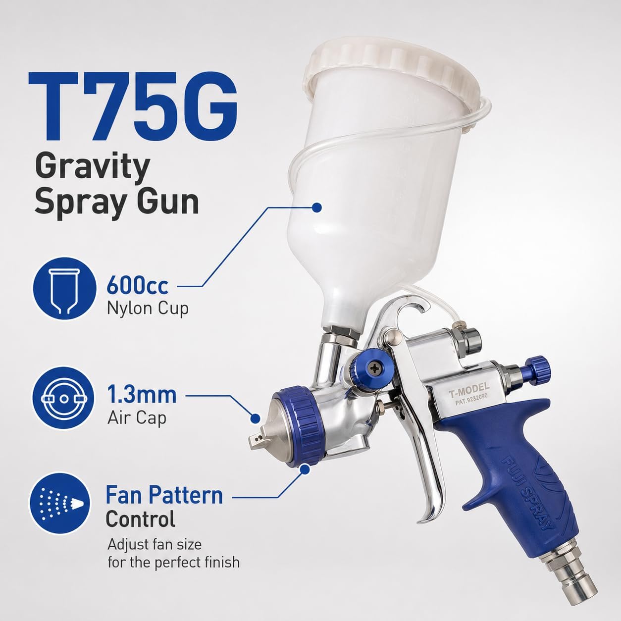 Fuji Spray 2803-T75G Mini-Mite 3 Platinum - T75G Gravity HVLP Spray System | Gravity-feed applicator, 6.5 PSI, adjustable fan pattern, handles waterborne and solvent-based coatings Fuji Spray 2803-T75G Mini-Mite 3 Platinum - T75G Gravity HVLP Spray System | Gravity-feed applicator, 6.5 PSI, adjustable fan pattern, handles waterborne and solvent-based coatings - Image 3