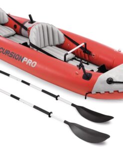 INTEX 68309EP Excursion Pro K2 Inflatable Kayak Set: Includes Deluxe 86in Kayak Paddles and High-Output Pump – SuperTough PVC – Adjustable Bucket Seat – 2-Person – 400lb Weight Capacity