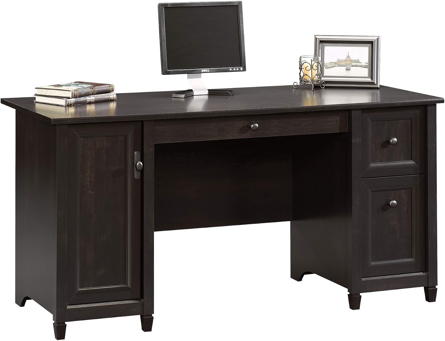 Sauder Edge Water Computer Desk with Storage Drawers, Home Office Desk, in Estate Black Sauder Edge Water Computer Desk with Storage Drawers, Home Office Desk, in Estate Black