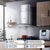 COMFEE' 30 Inch Wall Mount Range Hood, 450 CFM Ductless/Ducted Convertible | Island Range Hood 3-Speed Exhaust Fan, Curved Glass Stainless Steel Kitchen Vent Hood, 2 Baffle Filters, 2 LED Lights