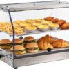 VEVOR 2-Tier Commercial Food Warmer Display, 450W Food Display Warmer with Light, Detachable Shelves and Double-Sided Door Design, 85℉~185℉ Air Heating, 48L for Hamburger, Pizza, Bread, Fried Chicken