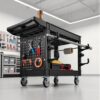 VEVOR Utility Cart with Tray & Pegboard, 44.8 x 24in 2 Tier Service Cart with 360° Swivel & Fixed Wheels (2 Brakes), 550 LBS Work Cart Tub Storage W/Deep Shelves, Tool Storage for Garage Warehouse