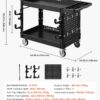 VEVOR Utility Cart with Tray & Pegboard, 44.8 x 24in 2 Tier Service Cart with 360° Swivel & Fixed Wheels (2 Brakes), 550 LBS Work Cart Tub Storage W/Deep Shelves, Tool Storage for Garage Warehouse
