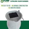 FCMP Outdoor Catalina 45-Gallon Rain Barrel – BPA-Free Flat-Back Design with 3.5 Foot Garden Hose, Shut-Off Thumb Valve, and Fixed Lid (RB-CAT-LTGRNT) Light Granite | BPA-Free Flat-Back Design with 3.5 Foot Garden Hose, Shut-Off Thumb Valve, and Fixed Lid