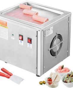 VEVOR Commercial Ice Roll Maker,Stir-Fried Yogurt Cream Machine 220W, Ice Cream Roll Machine with 9.4" x 11" Square Pan, Button Defrost Method with Food Shovels Perfect for Bars,Cafes Dessert Shops