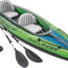 INTEX Challenger Inflatable Kayak Series: Includes Deluxe 86in Kayak Paddles and High-Output Pump – SuperStrong PVC – Adjustable Seat with Backrest – Removable Skeg – Cargo Storage Net (2-Person)