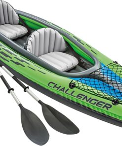 INTEX Challenger Inflatable Kayak Series: Includes Deluxe 86in Kayak Paddles and High-Output Pump – SuperStrong PVC – Adjustable Seat with Backrest – Removable Skeg – Cargo Storage Net (2-Person)
