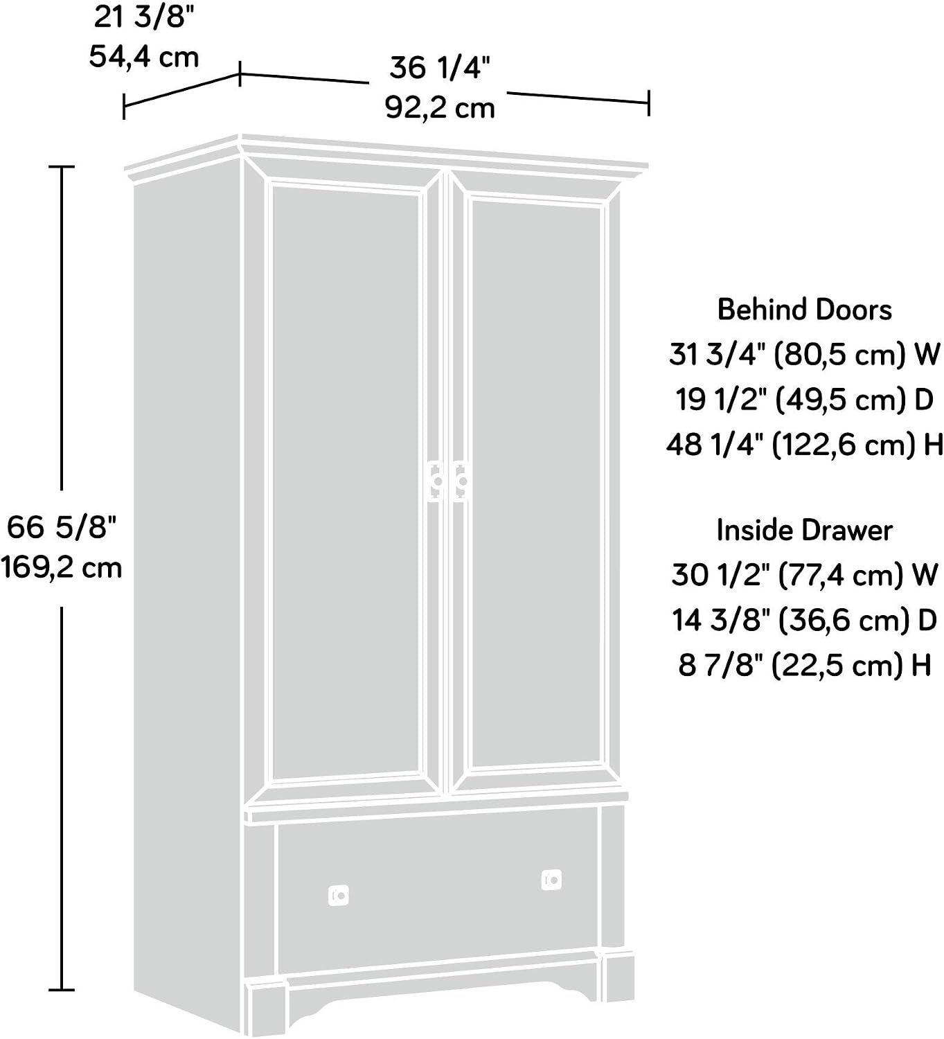 Sauder Palladia Armoire, Vintage Oak finish Sauder Palladia Armoire, Vintage Oak finish - Image 3