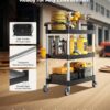 VEVOR Utility Cart, 300 lbs Load Capacity, 3-Tier Utility Plastic Cart with 360° Swivel Wheels (2 with Brakes), 24.4 x 16.1-inch Food Service Cart for Warehouse, Office, Home, Restaurant, Kitchen