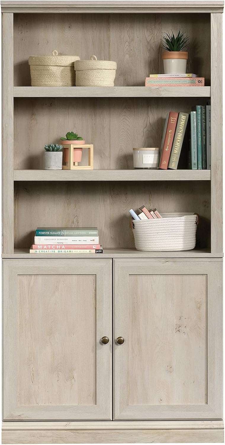 Sauder Miscellaneous Storage Bookcase with Doors, Adjustable Shelves, 5 Shelf Bookcase - Chalked Chestnut Finish Sauder Miscellaneous Storage Bookcase with Doors, Adjustable Shelves, 5 Shelf Bookcase - Chalked Chestnut Finish - Image 13