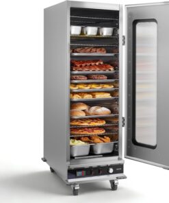 VEVOR Electric Hot Box Food Warmer, 16-Tier Commercial Warming Cabinet with Water Tray, Glass Door and Adjustable Shelves, Stainless Steel Food Warmer Cabinet, for Restaurant, Kitchen, Pizza, Chicken