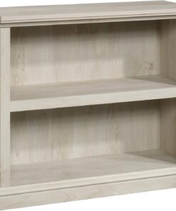 Sauder 2 Tier Book Shelf Wooden Bookcase Multipurpose Bookshelf for Home Office, Living Room, in Chalked Chestnut