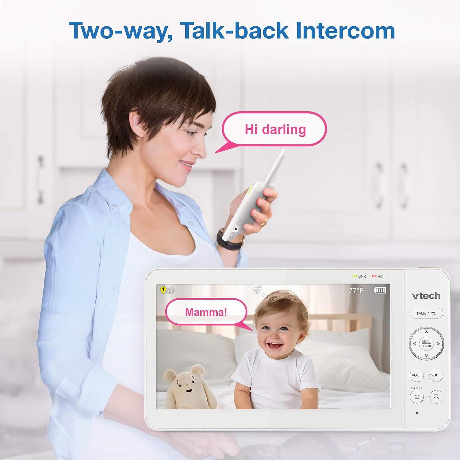 VTech Baby Monitor No WiFi, 7" IPS Screen, 5000mAh 12Hr Battery, 360° PTZ, 4X Zoom, Night Vision, Night Light, 2-Way Talk, White | Advanced HQ Max VTech Baby Monitor No WiFi, 7" IPS Screen, 5000mAh 12Hr Battery, 360° PTZ, 4X Zoom, Night Vision, Night Light, 2-Way Talk, White | Advanced HQ Max - Image 10