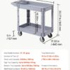 VEVOR Utility Cart, 550 lbs Capacity, 2 Tier Service Cart with 360° Swivel & Fixed Wheels (2 with Brakes), Heavy Duty Plastic Rolling with Storage Tray, Tool Storage for Garage Warehouse Workshop