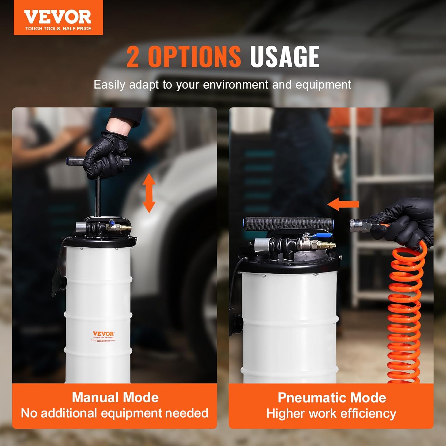 VEVOR 6.5L Pneumatic/Manual Oil Extractor Pump, Fluid Extractor Pump | Fluid Change Tool for Automotive Fluids Vacuum Evacuation, Oil Change, with Dipstick and Suction Hose, All-in-One Kit, White VEVOR 6.5L Pneumatic/Manual Oil Extractor Pump, Fluid Extractor Pump | Fluid Change Tool for Automotive Fluids Vacuum Evacuation, Oil Change, with Dipstick and Suction Hose, All-in-One Kit, White - Image 2