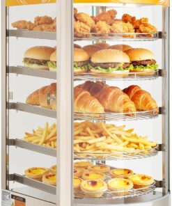 VEVOR 5-Tier Commercial Food Warmer Display, 800W Food Display Warmer with LED Light, Adjustable Shelf and Stainless Steel Frame, 86℉~185℉ Air Heating, 60L for Hamburger, Pizza, Bread, Fried Chicken