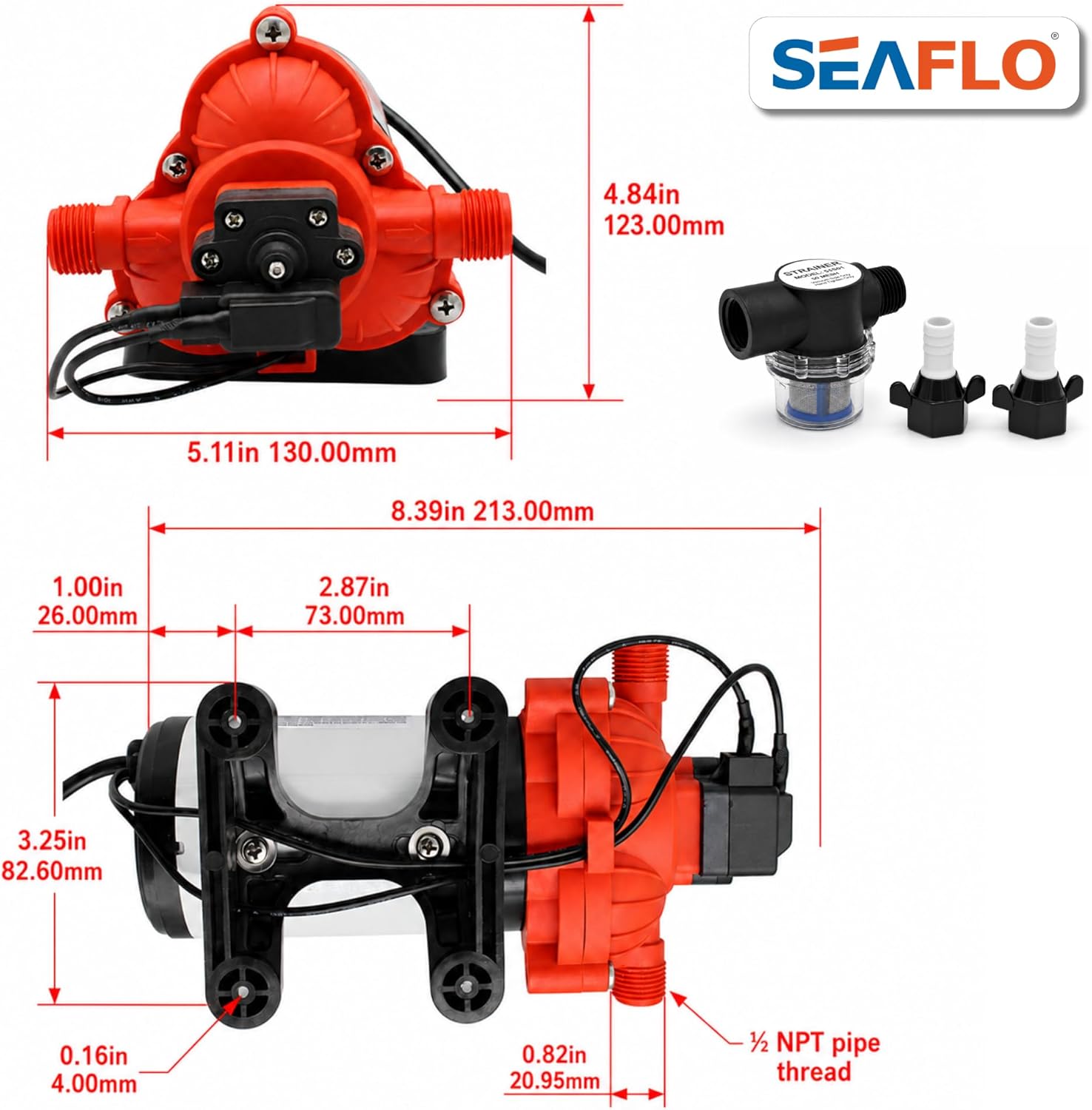 SEAFLO 33 Series 110V/115V AC Fresh Water Pump, 3.3 GPM 45 PSI Self-Priming Pressure Pump with Smart Pressure Switch, Automatic Demand Pump for RV, Caravan Marine Boat Industrial Use, 4-Year Warranty SEAFLO 33 Series 110V/115V AC Fresh Water Pump, 3.3 GPM 45 PSI Self-Priming Pressure Pump with Smart Pressure Switch, Automatic Demand Pump for RV, Caravan Marine Boat Industrial Use, 4-Year Warranty - Image 11
