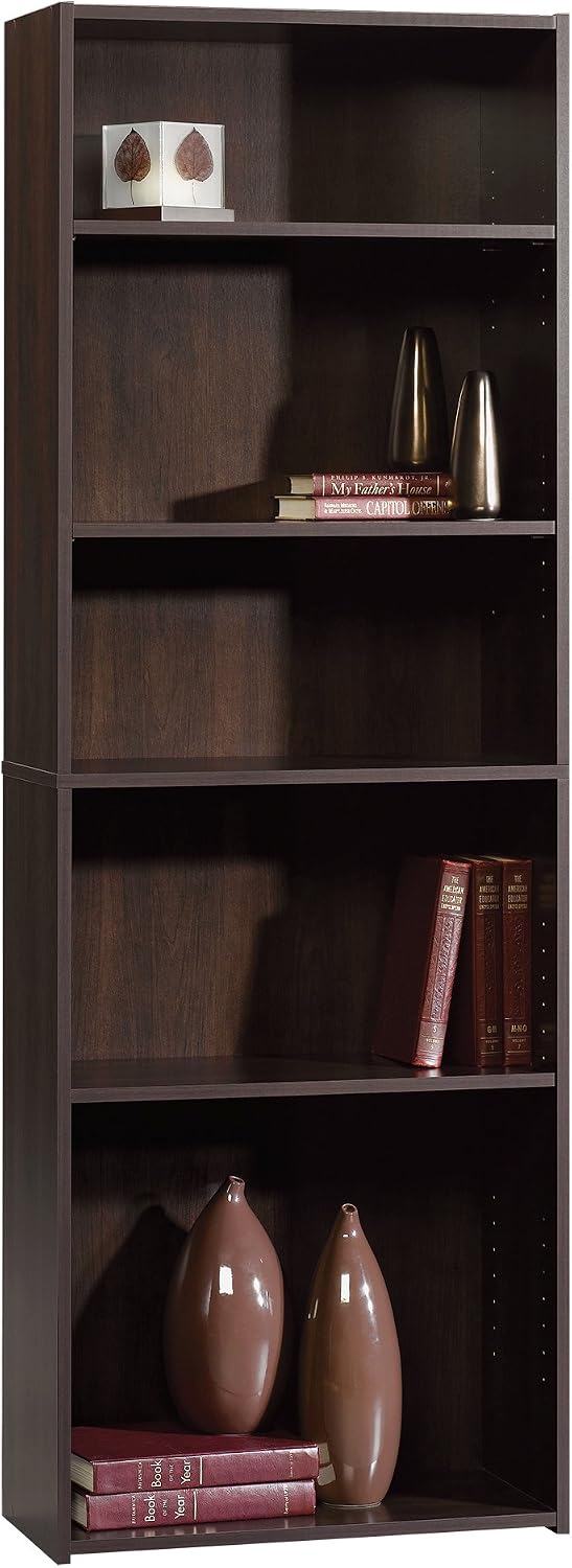 Sauder Beginnings 5-Shelf Bookcase, Bookshelf with Adjustable Storage Shelves, in Cinnamon Cherry finish Sauder Beginnings 5-Shelf Bookcase, Bookshelf with Adjustable Storage Shelves, in Cinnamon Cherry finish - Image 4