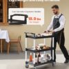 VEVOR Utility Cart, 300 lbs Load Capacity, 3-Tier Utility Plastic Cart with 360° Swivel Wheels (2 with Brakes), 24.4 x 16.1-inch Food Service Cart for Warehouse, Office, Home, Restaurant, Kitchen