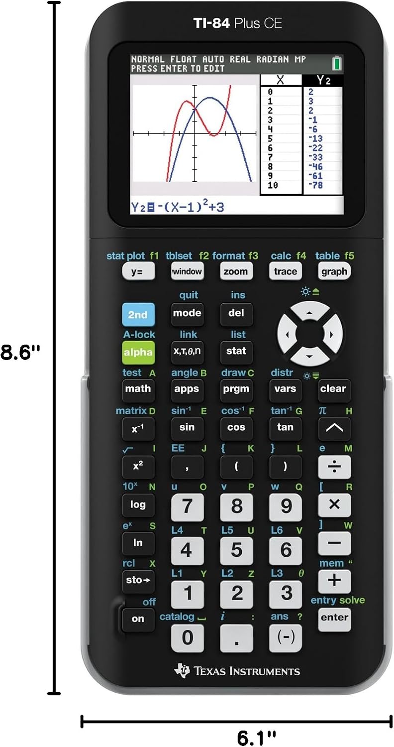 Texas Instruments TI-84 PLUS CE Graphing Calculator, Black (Frustration-Free Packaging) (84PLCE/PWB/2L1/A) Texas Instruments TI-84 PLUS CE Graphing Calculator, Black (Frustration-Free Packaging) (84PLCE/PWB/2L1/A) - Image 4