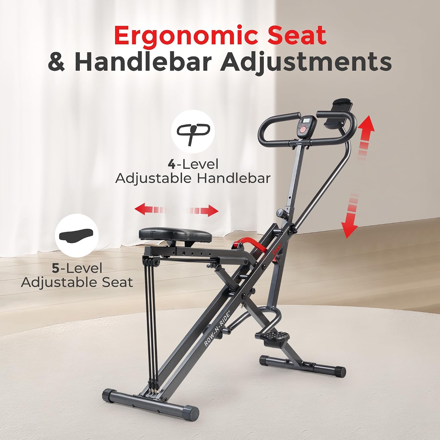 Sunny Health & Fitness Smart Upright Row-N-Ride Trainer w/Adjustable Resistance & 330LB Weight Capacity, Foldable Home Exercise Equipment for Arm, Glute & Leg Training, Free SunnyFit App Connection Sunny Health & Fitness Smart Upright Row-N-Ride Trainer w/Adjustable Resistance & 330LB Weight Capacity, Foldable Home Exercise Equipment for Arm, Glute & Leg Training, Free SunnyFit App Connection - Image 7